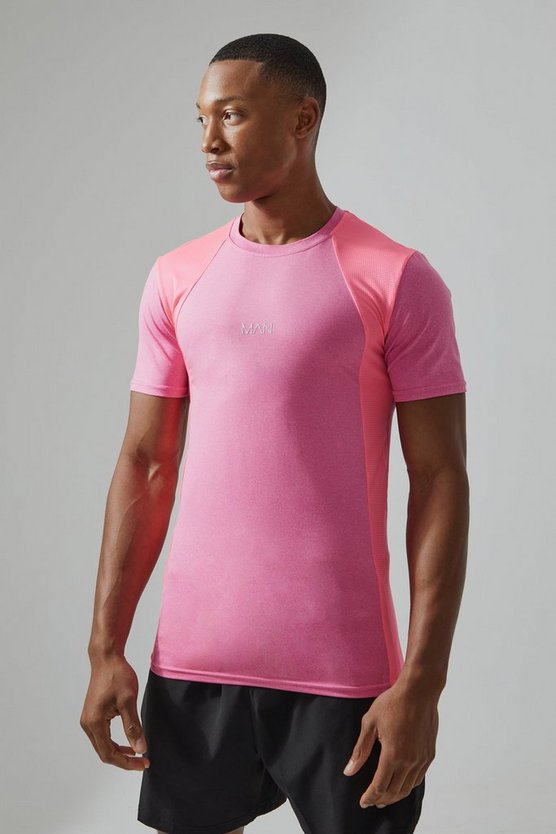 Man Active Muscle Fit Mesh Colorblock T-Shirt