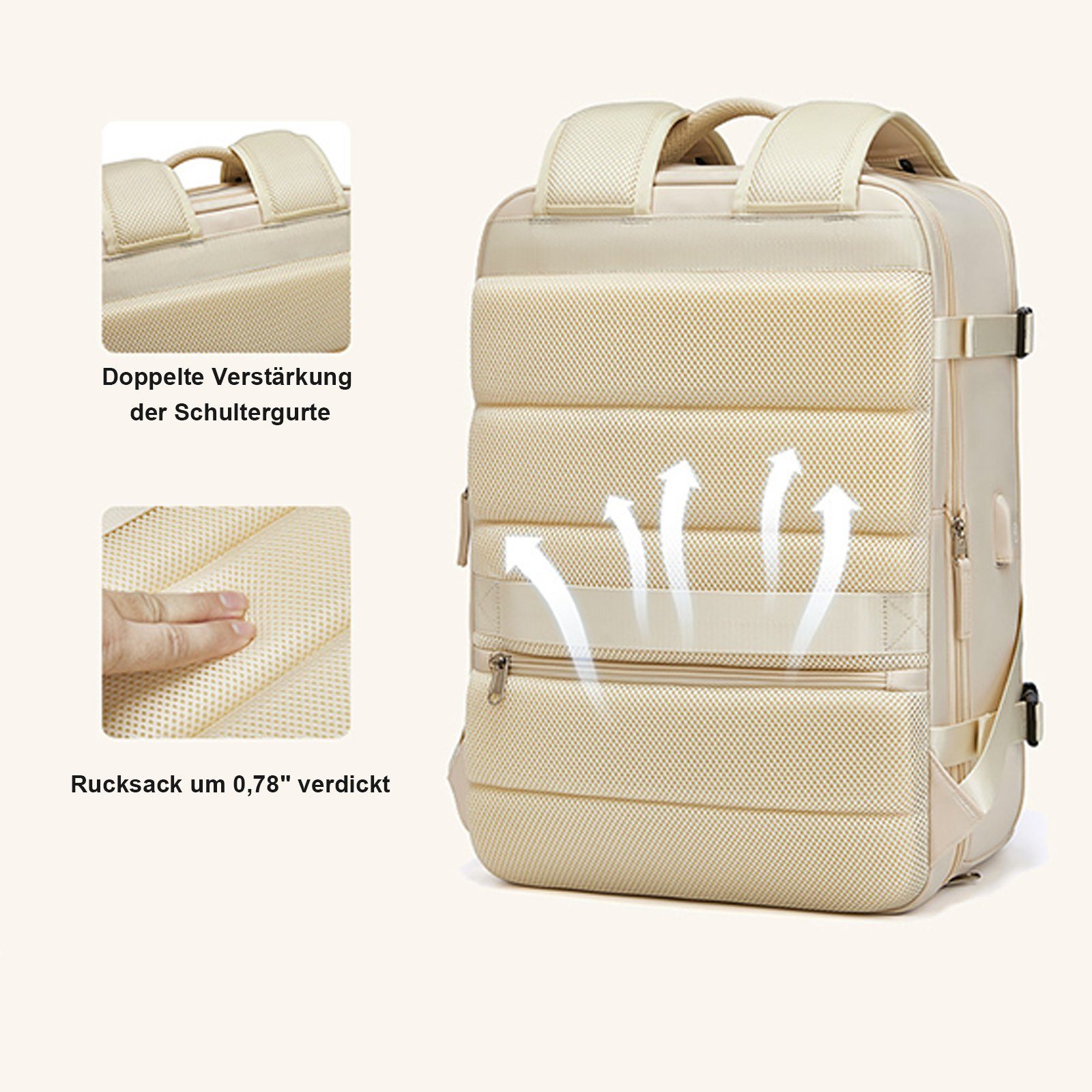 OKWISH Reiserucksack Laptoprucksack Laptop Rucksack Rucksäcke Freizeitrucksack Laptoptasche (Reisen Notebook Laptop Tasche Schule Uni Rucksack Handgepäck, Anti-Diebstahl, Backpack mit Laptopfach, Schuhfach, USB-Lade-Anschluss), für Herren Damen Junge