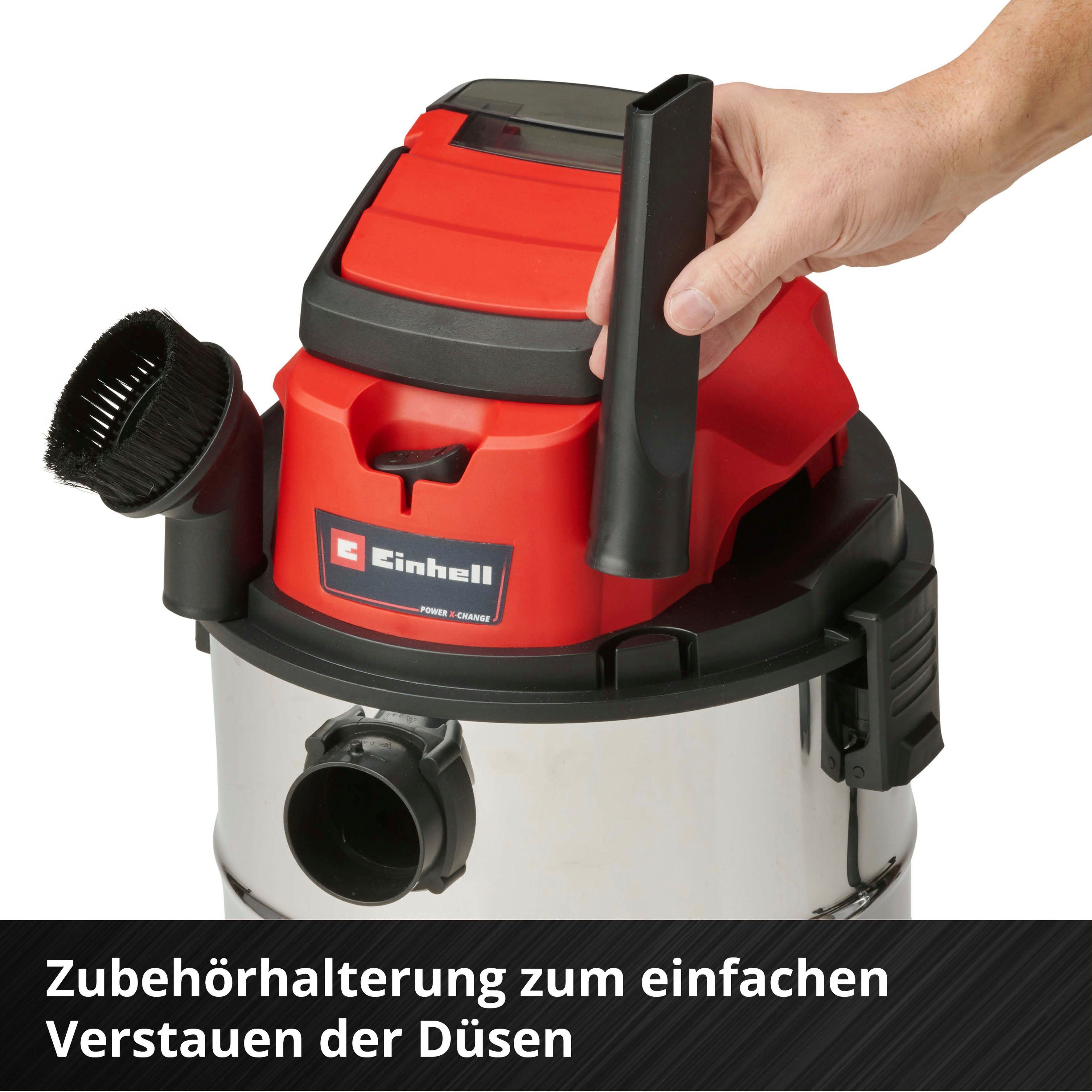 Einhell Nass-Trocken-Akkusauger TC-VC 18/20 Li S - Solo, 900 W, mit Beutel, Power X-Change, ohne Akku und Ladegerät
