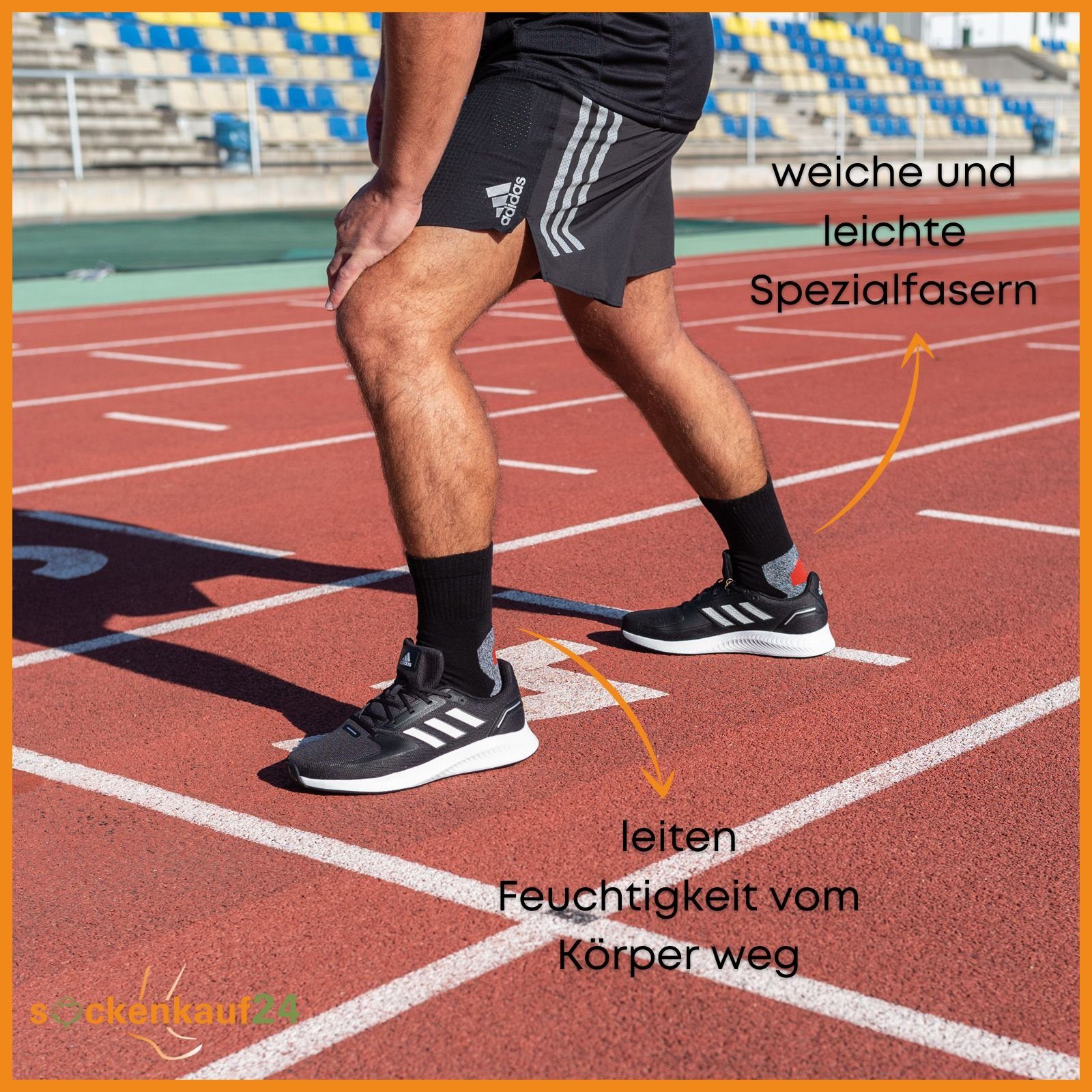 sockenkauf24 Sportsocken 3 Paar Damen & Herren Funktionssocken (43-46, Farbmix) Laufsocken Wandersocken Stoßabfedernd - 16101 WP