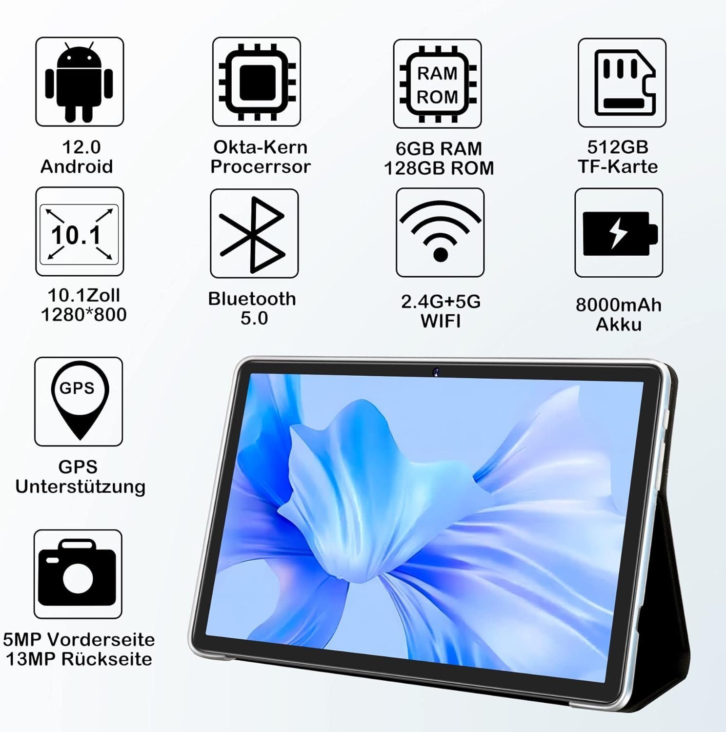 SEBBE 16GB RAM (TF 512GB) MT8183 8-Core 2.0Ghz Tablet (10