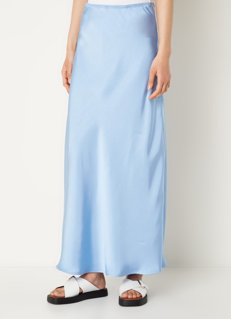 Fustă maxi din satin negru Vicky Neo