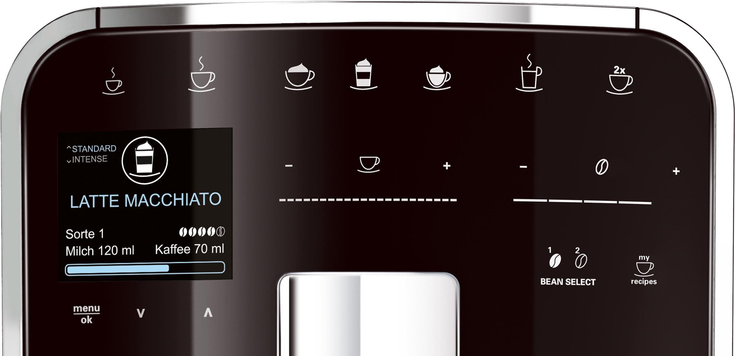 Melitta Kaffeevollautomat Barista TS Smart® F850-102, schwarz, 21 Kaffeerezepte & 8 Benutzerprofile, 2-Kammer Bohnenbehälter