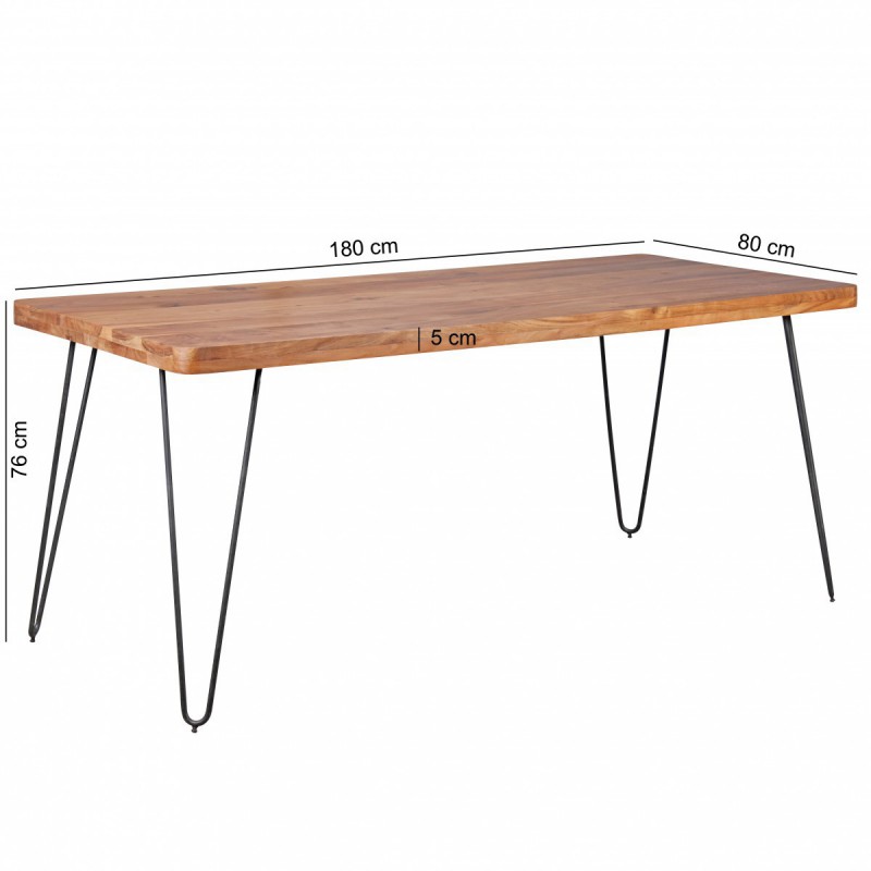 Wohnling Massivholz Akazie Esstisch 180 x 80 x 76 cm Küchentisch Massiv