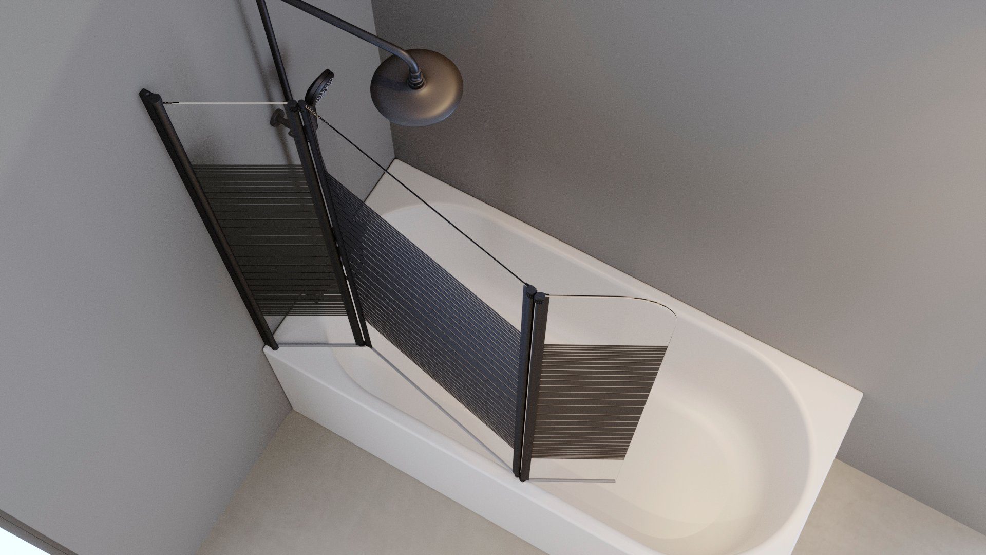 Marwell Badewannenfaltwand BLACK LINES, Einscheibensicherheitsglas, (3 tlg), mit Sichtschutz, Breite: 125 cm