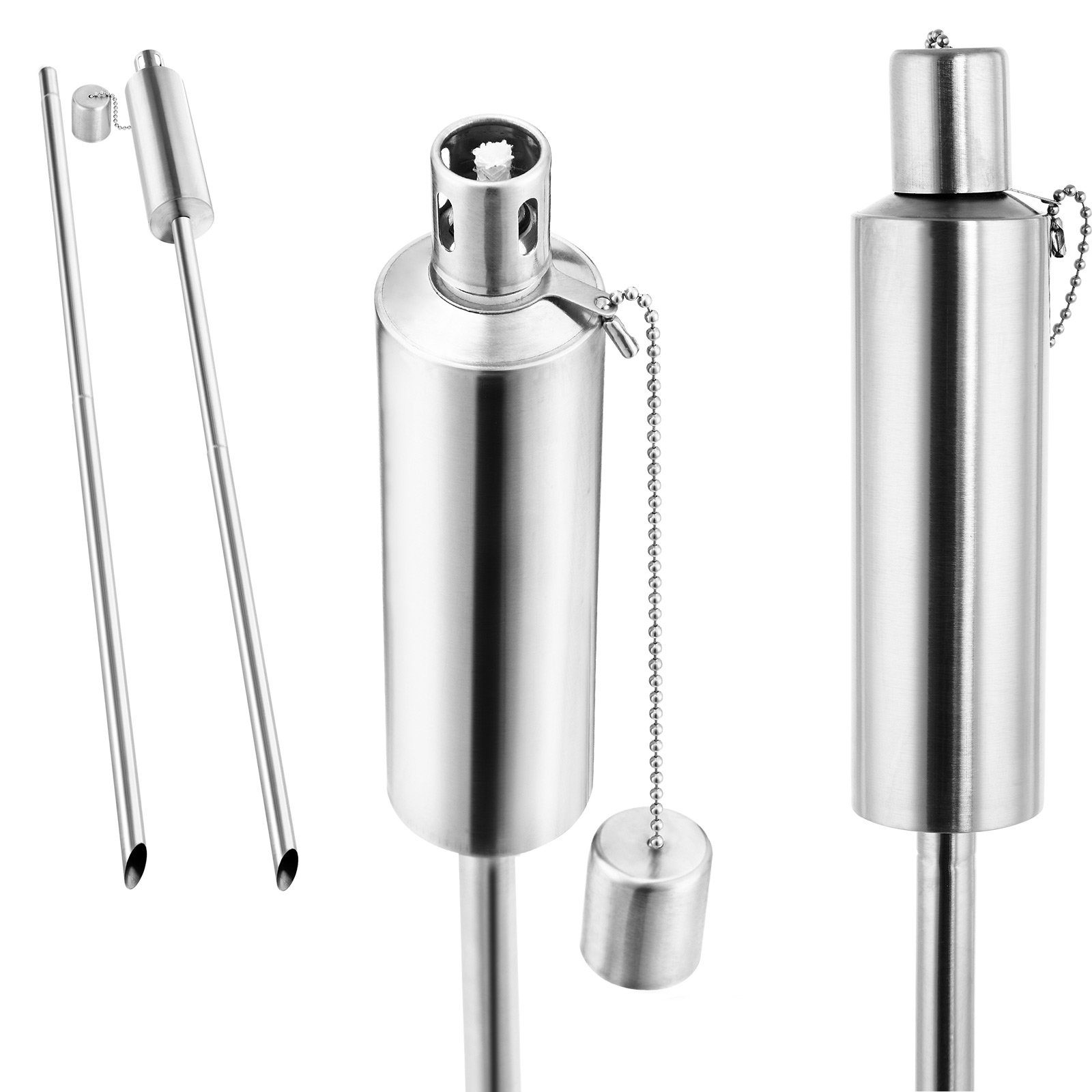 Deuba Gartenfackel, -, 6er Set für Draußen Öl 330 ml Edelstahl Rostfrei 115 cm Hoch