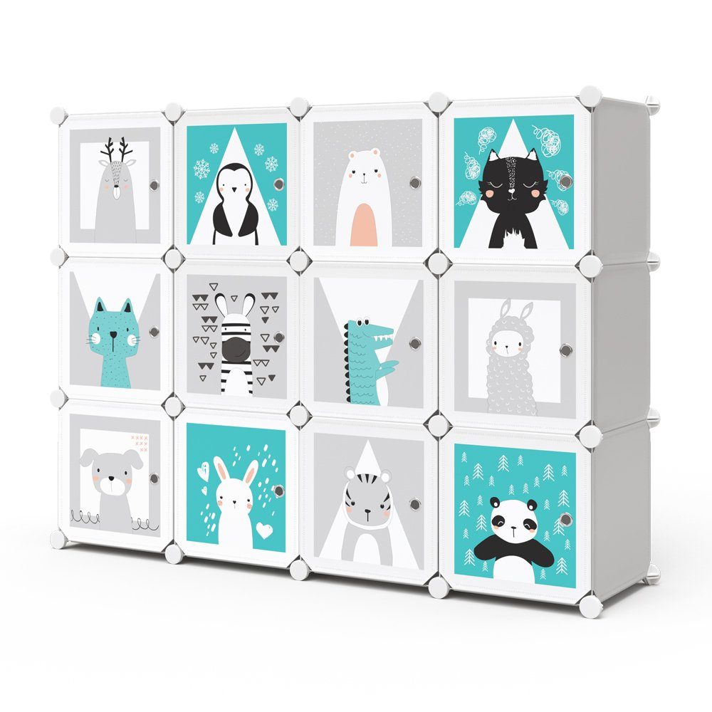 Vicco Bücherregal Kleiderschrank Steckregal Andy grau modular 12 Fächer