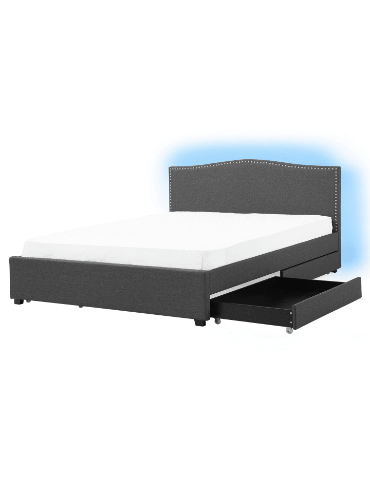 Beliani Doppelbett mit LED MONTPELLIER in Grau - (W) 167 x (H) 110 x (L) 213 cm günstig kaufen onesize