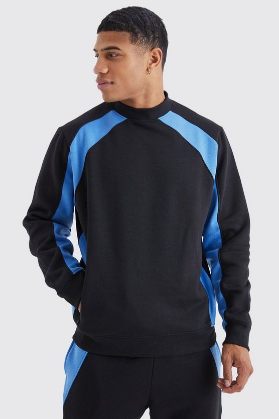 Colorblock Sweatshirt-Trainingsanzug mit Reißverschluss-Detail