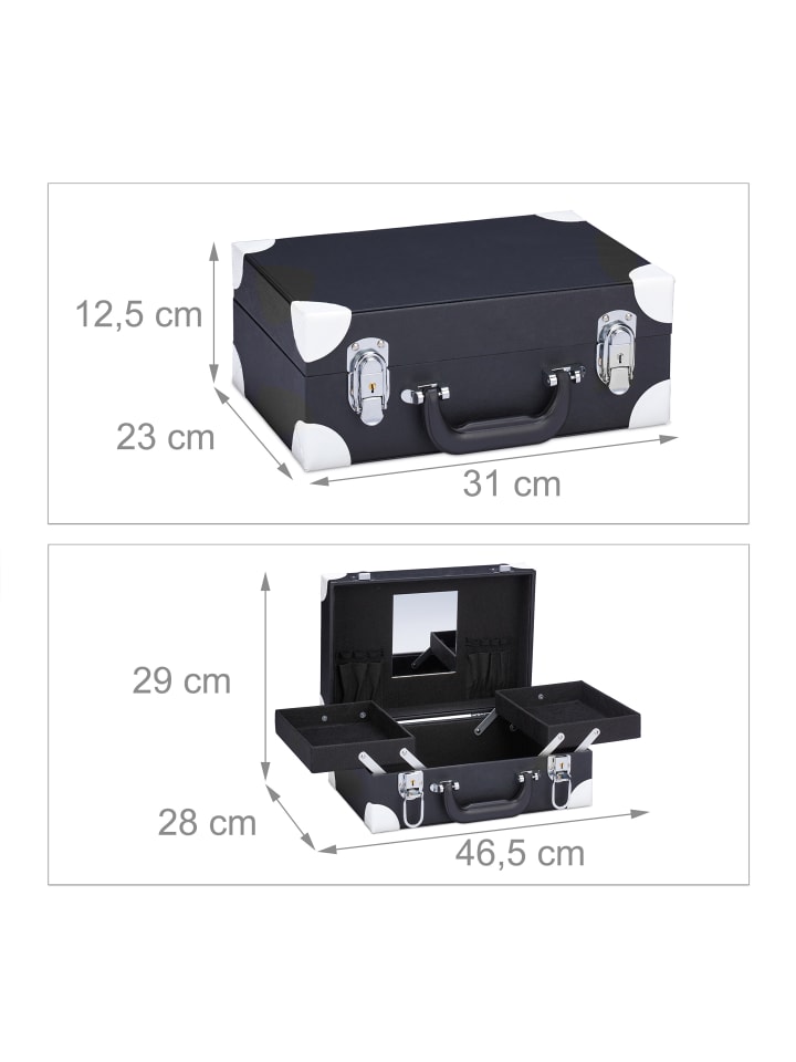 relaxdays Kosmetikkoffer in Schwarz/ Weiß günstig kaufen onesize