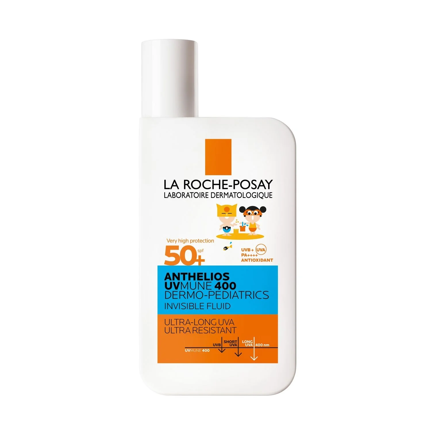 Anthelios UVMune 400 Invisible Dermo-Pediatrics Fluid SPF50+ - Cremă de protecție solară pentru corp cu protecție ridicată, Produse pentru copii