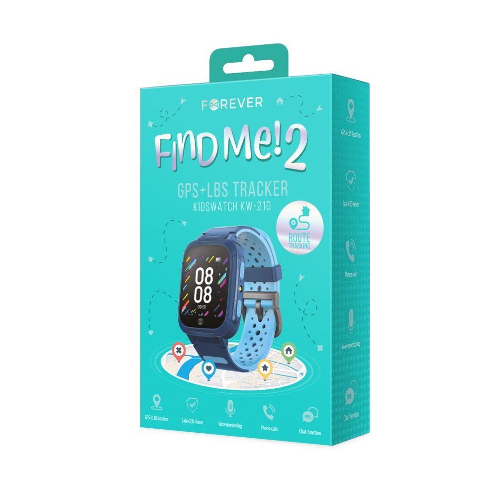 Forever GPS Kids Find Me 2 Kinderuhr microSIM, SOS, 400 mAh, 1,44 Zoll Smartwatch