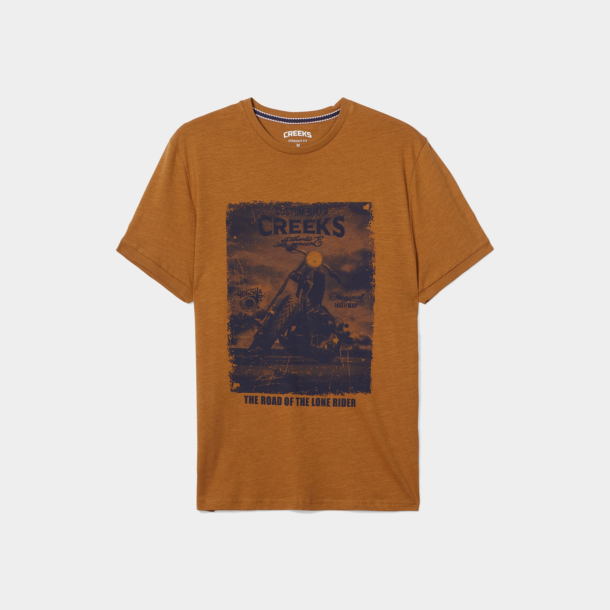 T-shirt manches courtes coton Creeks marron homme | La Halle