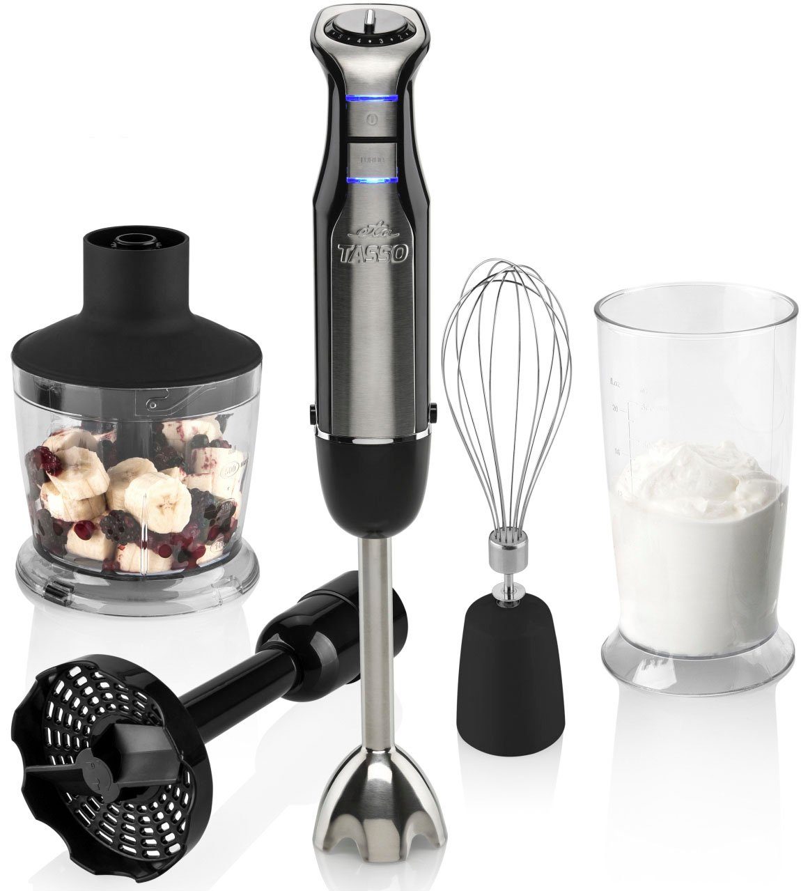 eta Stabmixer Tasso, ETA505690000, 600 W, mit viel Zubehör (Zerkleinereraufsatz, Mixbehälter, Pürieraufsatz)