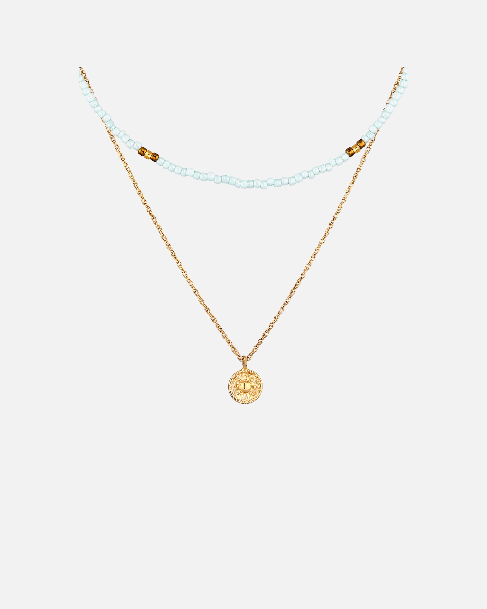 Ели женска огрлица са слојевитим бисерима и сунчаним праменовима од стерлинг сребра 925, позлаћена