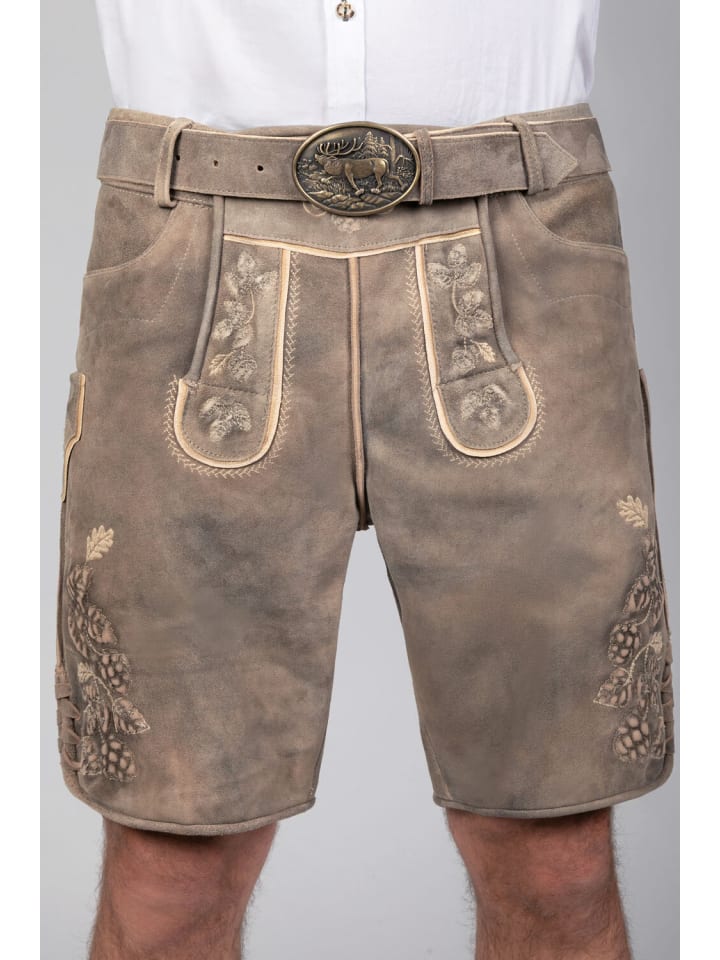 Edelnice Kurze Wildbock Lederhose Kare in grau günstig kaufen