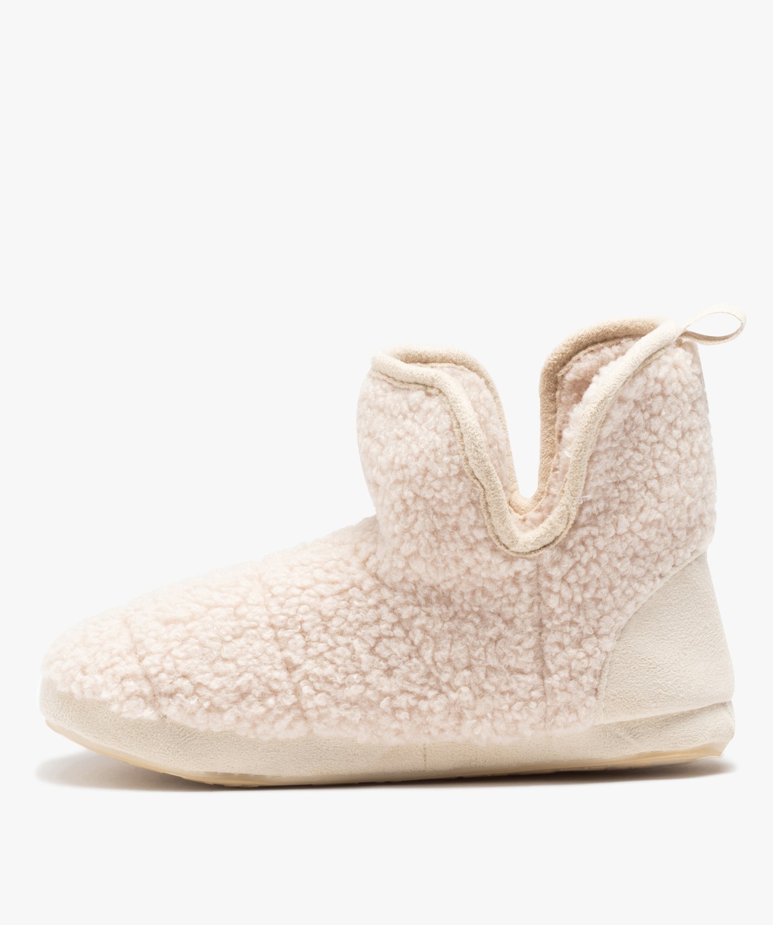 Chaussons boots femme en maille bouclette - Apollo beige | GEMO