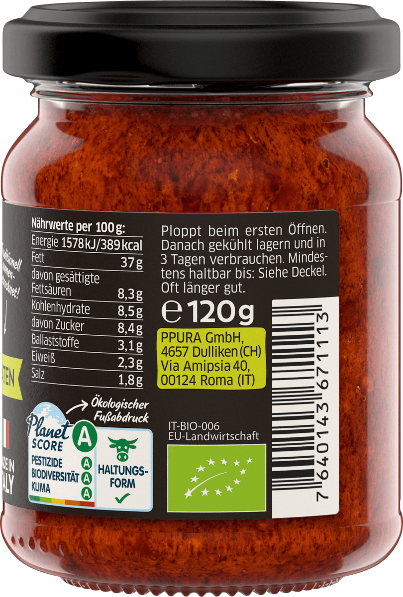 Pesto, Rosso mit 35 % getrocknete Tomaten, 120 g