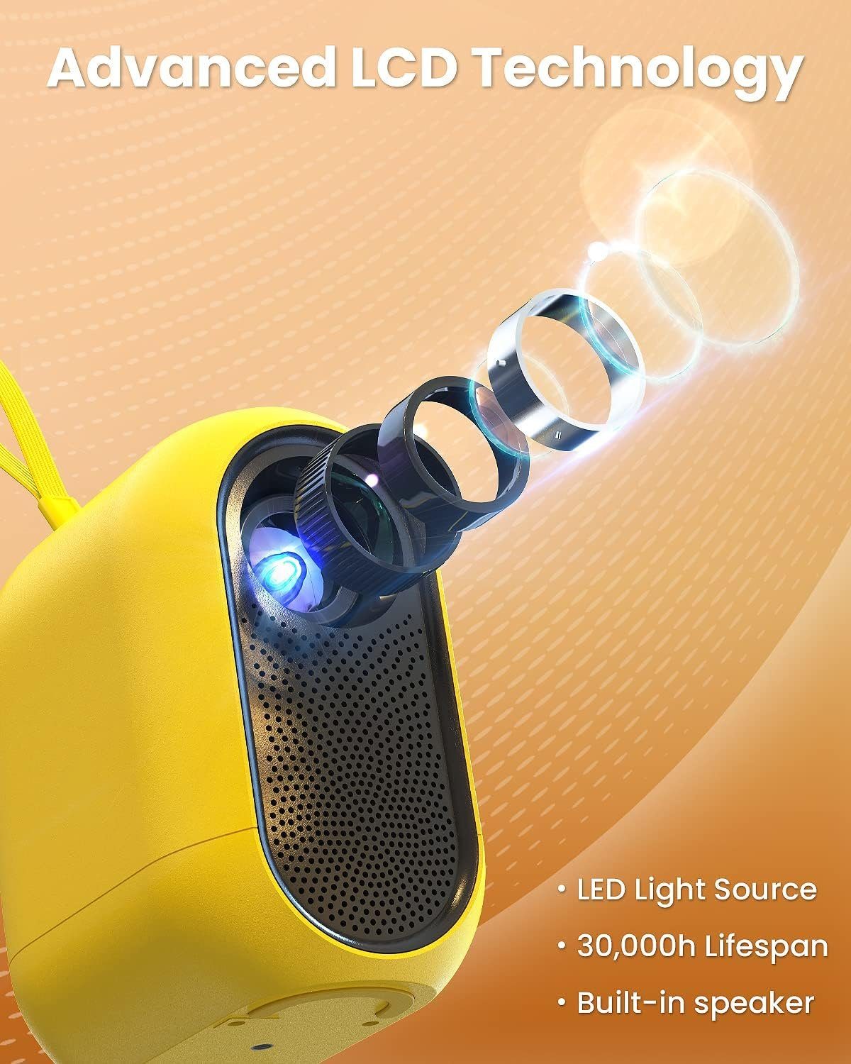ETOE Beamer (3000:1, 1080p px, kompatibel mit Laptop, iOS, Android und TV-Stick für Weihnachten)