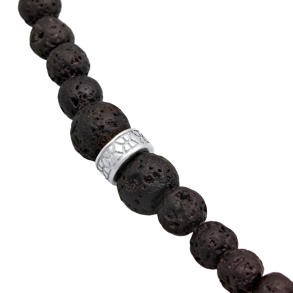 KUZZOI KUZZOI Collier Hommes Vintage surfeur Tendance avec des boules de lave en Argent  collier