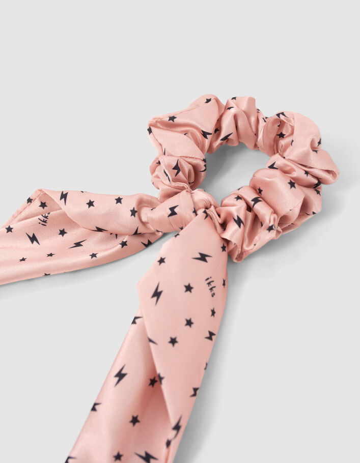 Chouchou-foulchie rose satiné étoiles et éclairs fille