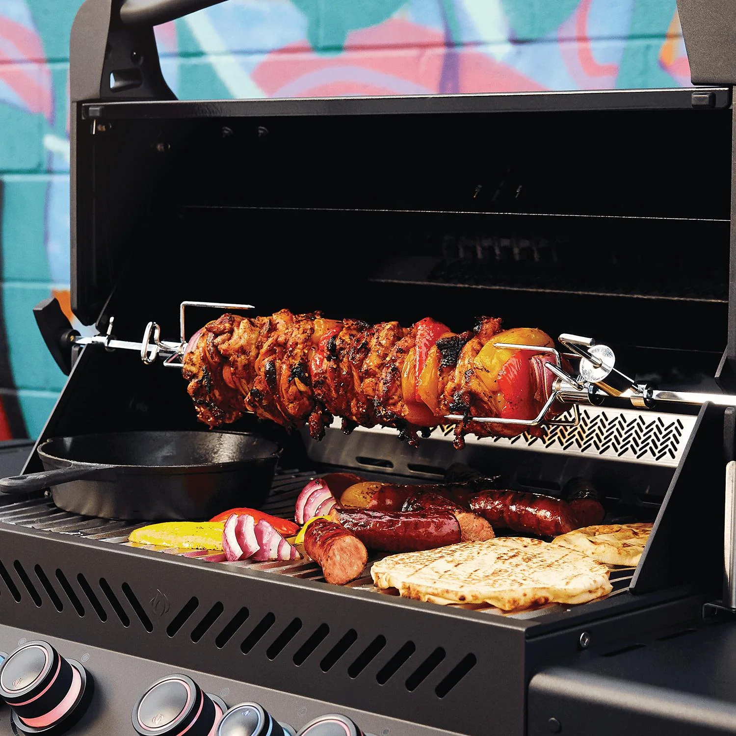 Napoleon Phantom Prestige 500 Propane Gas Grill with Infrared Rear Burner, Infrared Side Burner, & Rotisserie Kit - Matte Black - P500RSIBPMK-3-PHM