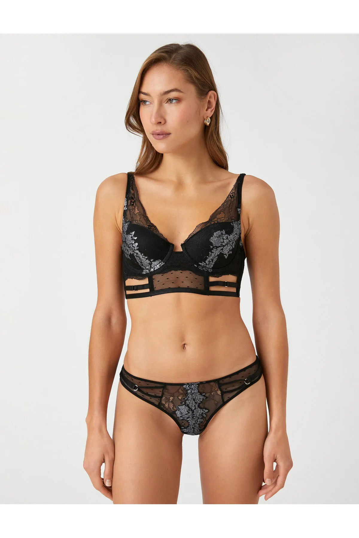 Koton  Spitzen-Bralette-BH, ungepolstert, mit bedeckten Bügeln, Blumenmuster