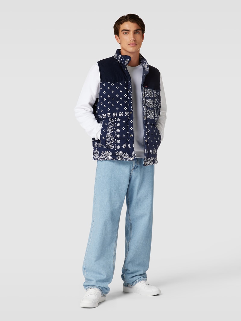 Outdoor-Weste mit Motiv-Prints Modell 'WESTERN' in marineblau