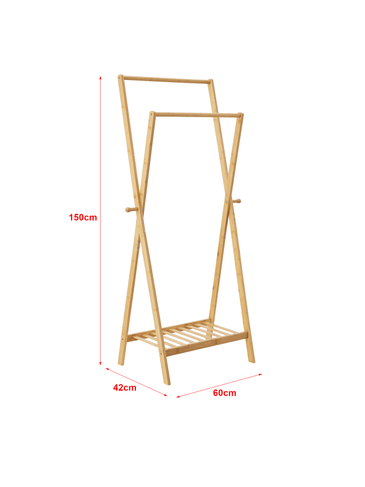 en.casa Garderobenständer Keitele in Braun (H)150cm (B)60cm (T)42cm (G)3.7kg günstig kaufen onesize