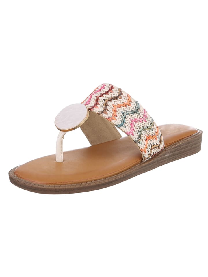 Ital-Design Sandale & Sandalette in Weiß und Rosa günstig kaufen
