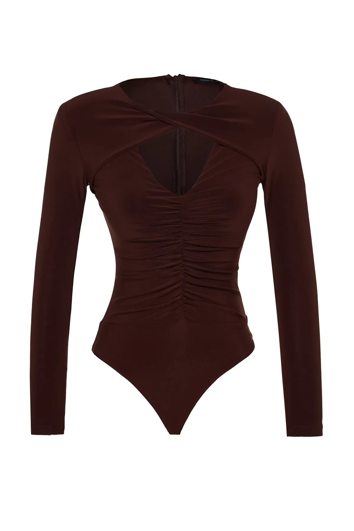 Trendyol Collection  Brauner Strickbody mit Cut-Outs/Fensterdetail TPRAW24BD00001