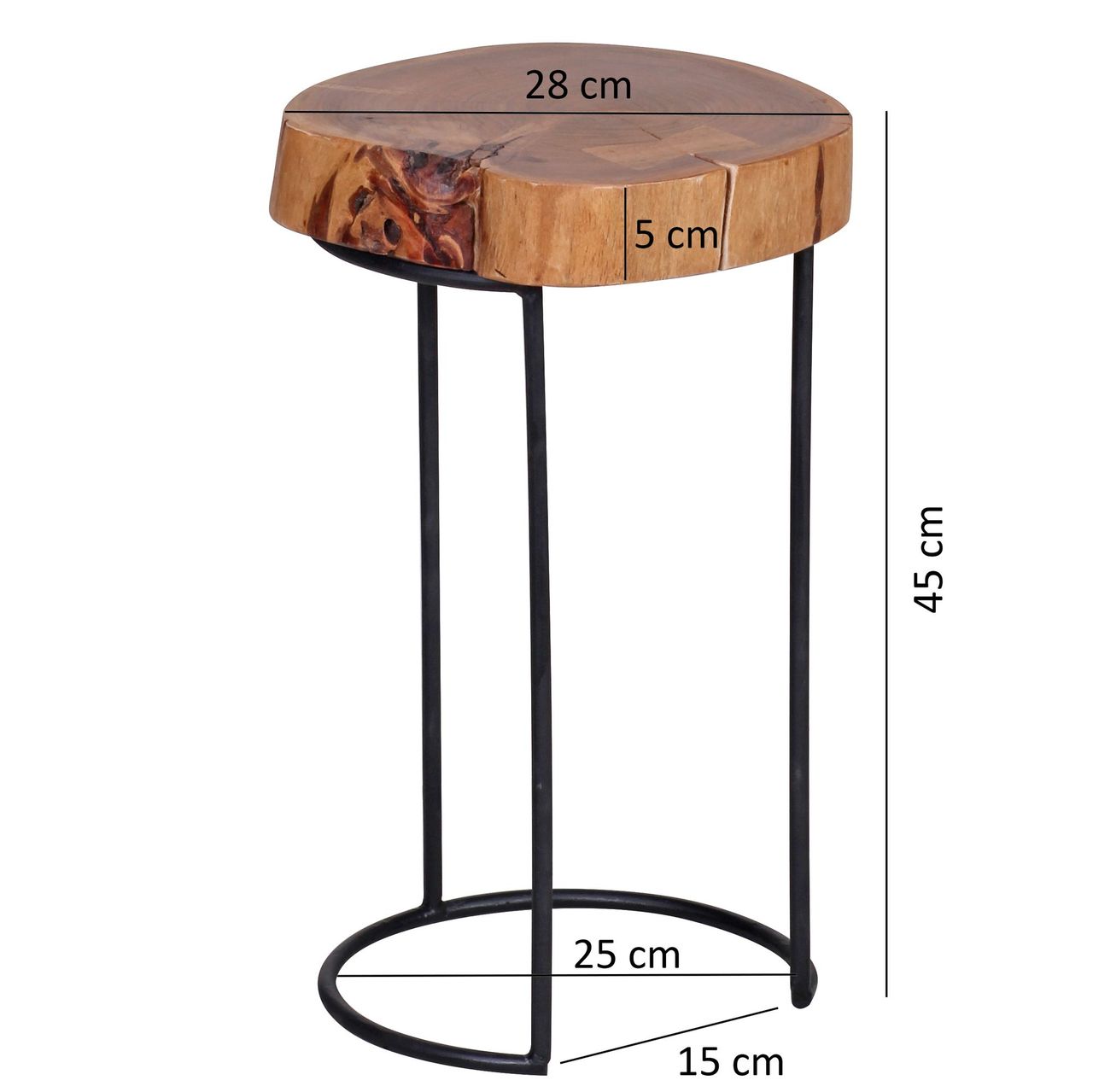 Wohnling Akazie Beistelltisch 28 x 28 x 45 cm in Baumstammform Neu