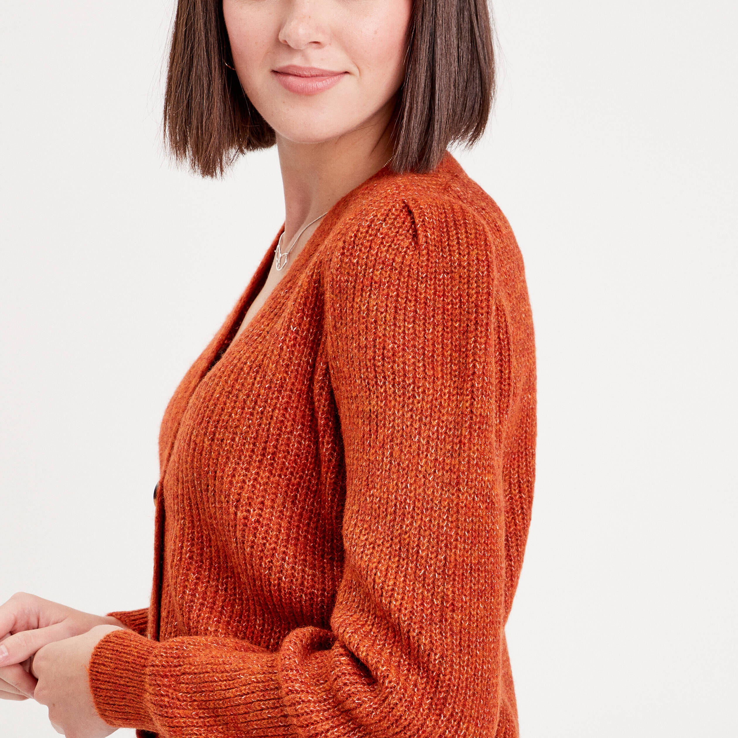 Gilet manches longues marron cognac femme | Cache Cache
