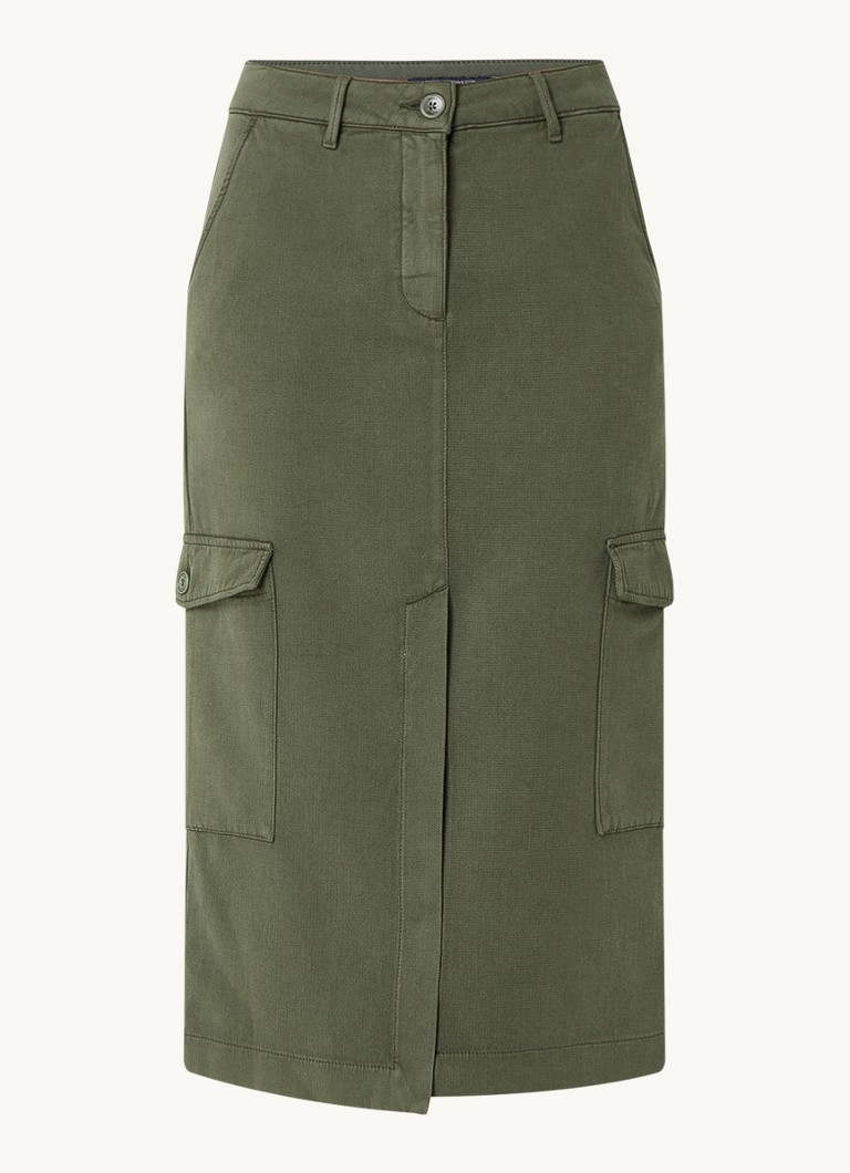 River Woods Midirock aus Lyocell-Mischgewebe mit aufgesetzten Taschen und Schlitz
