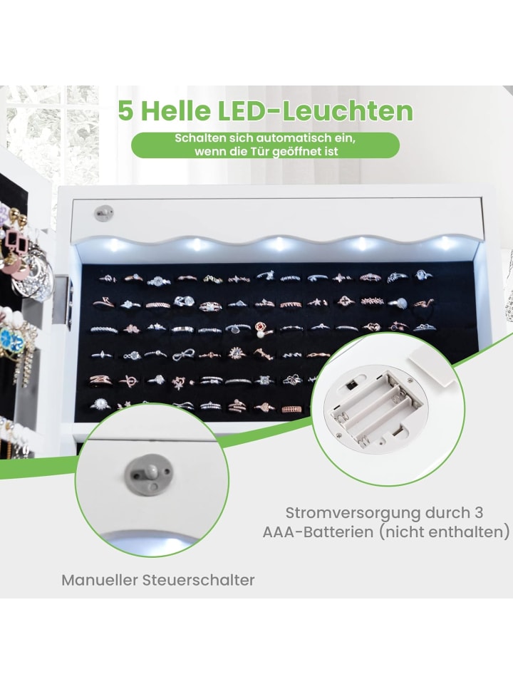 COSTWAY Schmuckschrank in Weiß günstig kaufen 120 cm