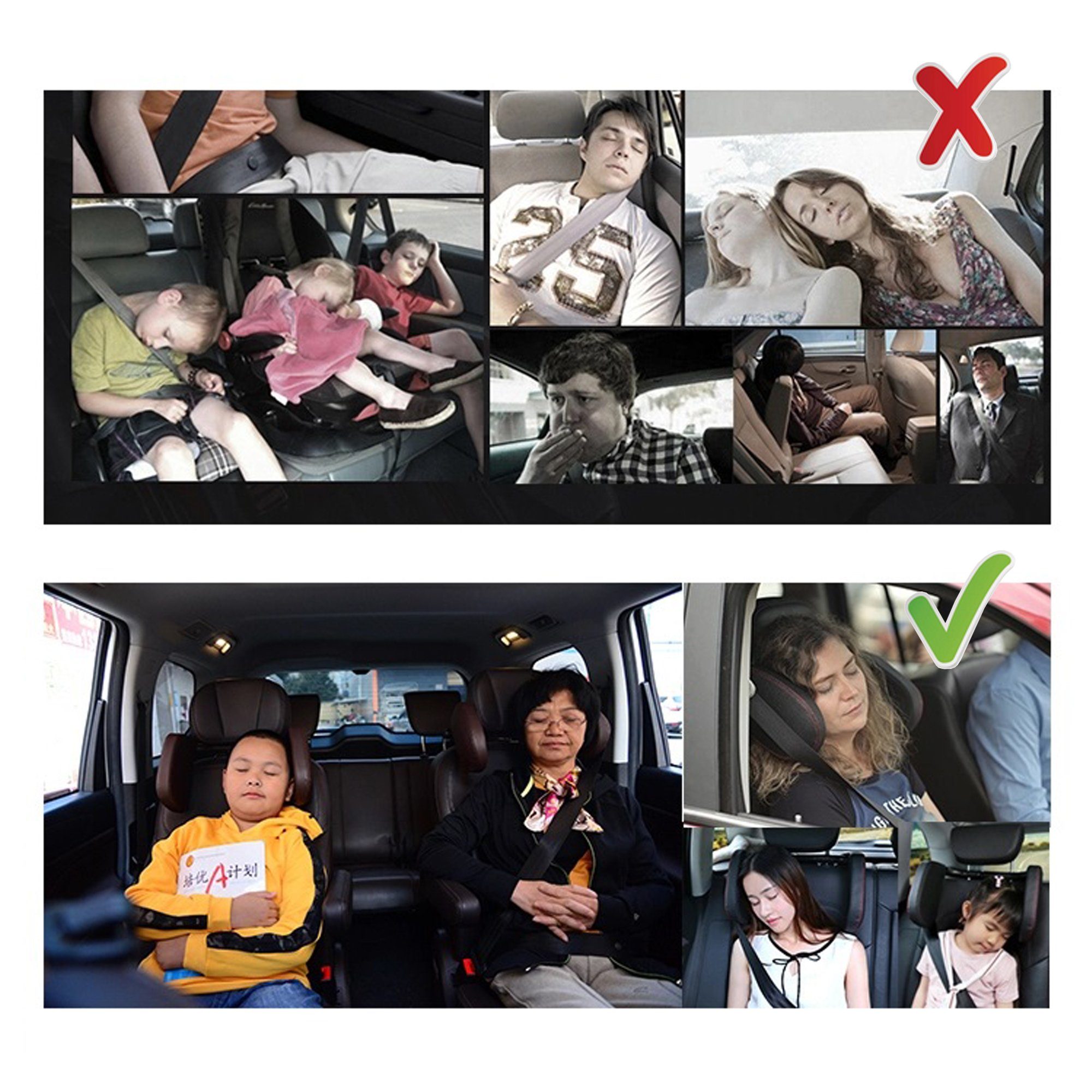 EasyTravel EasyTravel ergonomisches Auto Reise Kopfkissen - Kunstleder schwarz / Camping Sat-Anlage