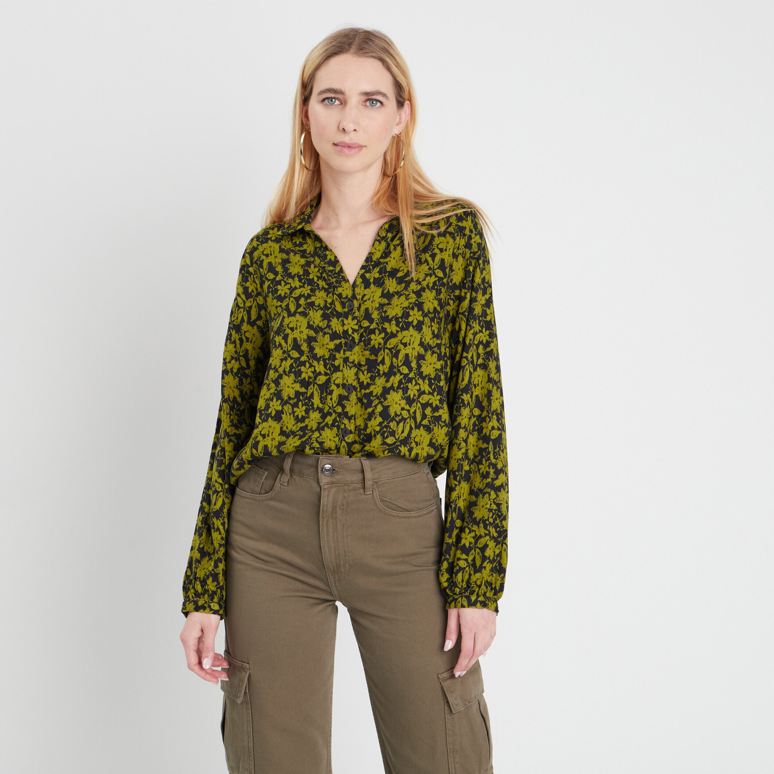 Chemise manches longues noir femme | Cache Cache