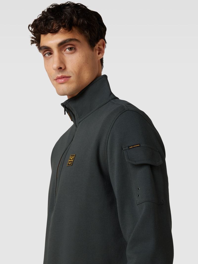Sweatshirt mit Troyer-Kragen in marineblau