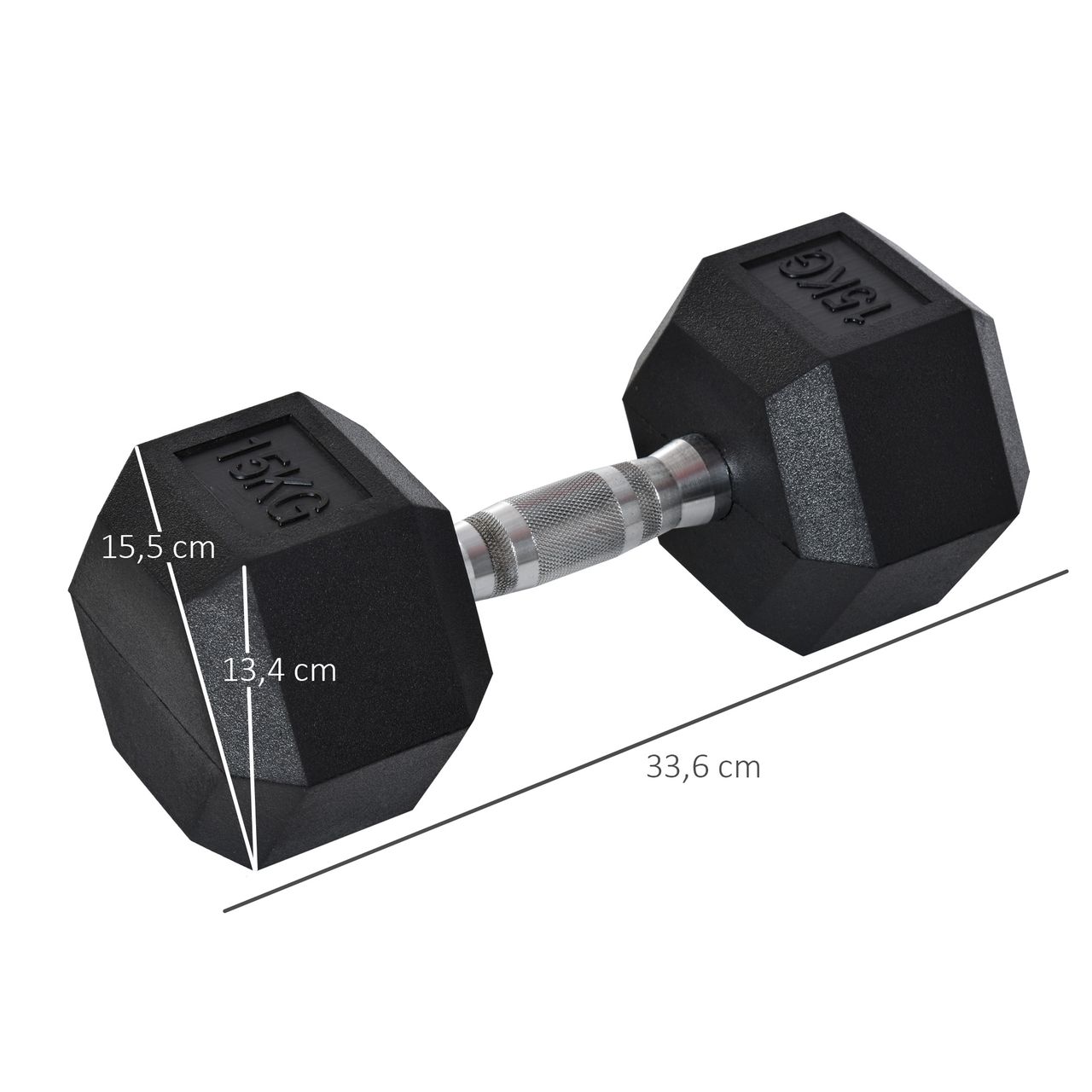 HOMCOM Gummi-Hantel Fitness Hantel Kurzhantel für Trainingsraum Gummi schwarz 15 KG