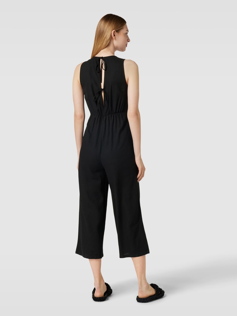 Jumpsuit aus Viskose-Leinen-Mix mit Kellerfalten Modell 'MILO' in schwarz