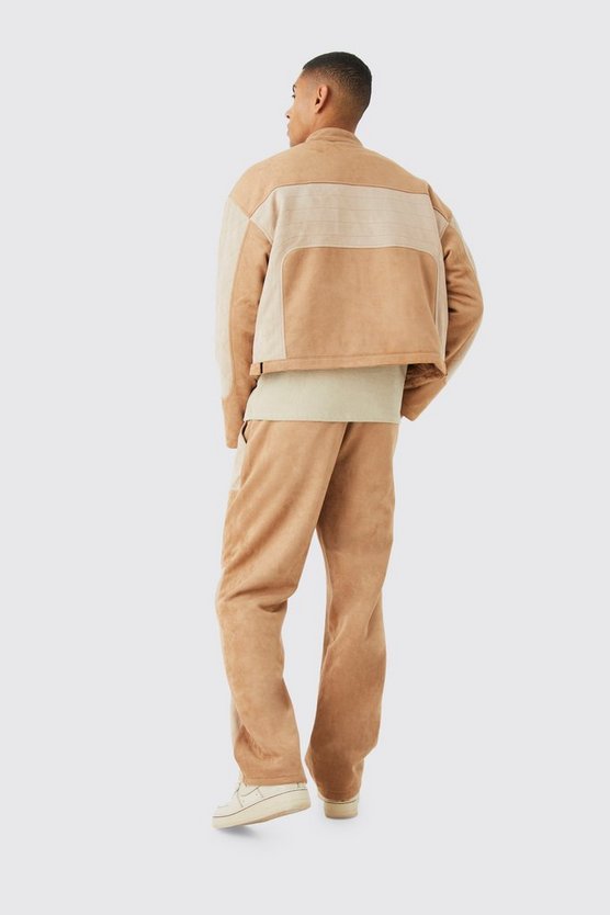 Lockere gesteppte Wildleder-Hose