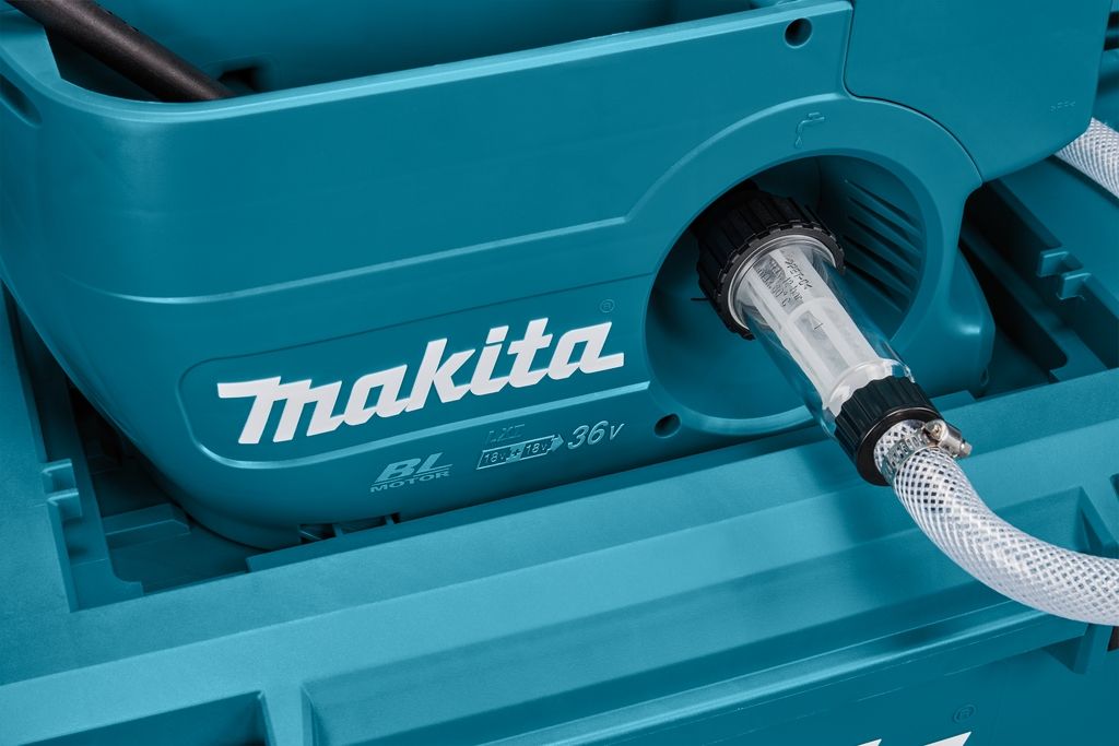 Makita DHW080ZK 2 x 18 voltų aukšto slėgio plovimo įrenginys be baterijų ir įkroviklio dėkle