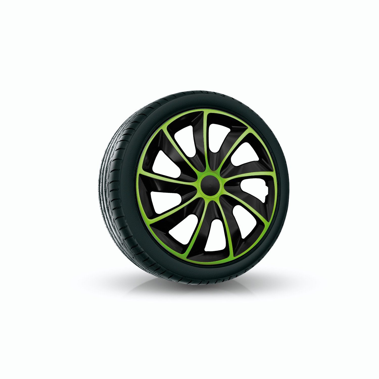 NRM Radkappen QUAD Bicolor, 15 in Zoll, (4-St) Radzierblenden für Stahlfelgen Zweifarbige Radkappen Satz 4er Set 15