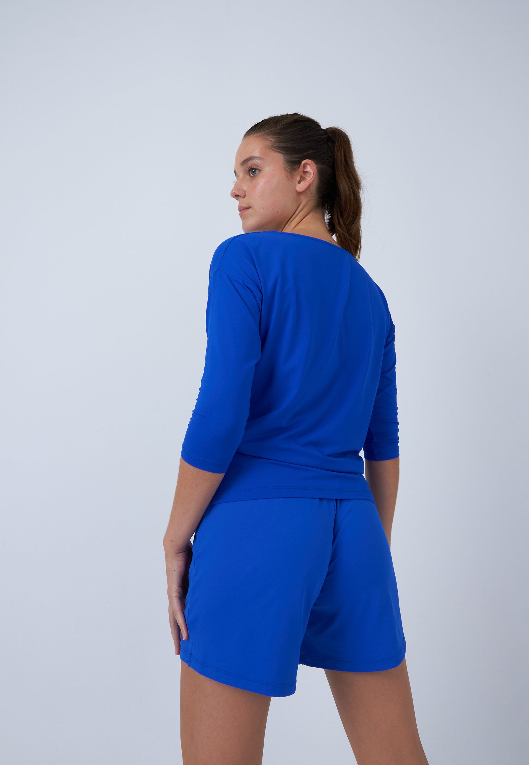SPORTKIND Funktionsshirt Tennis 3/4 Loose Fit Shirt Mädchen & Damen kobaltblau