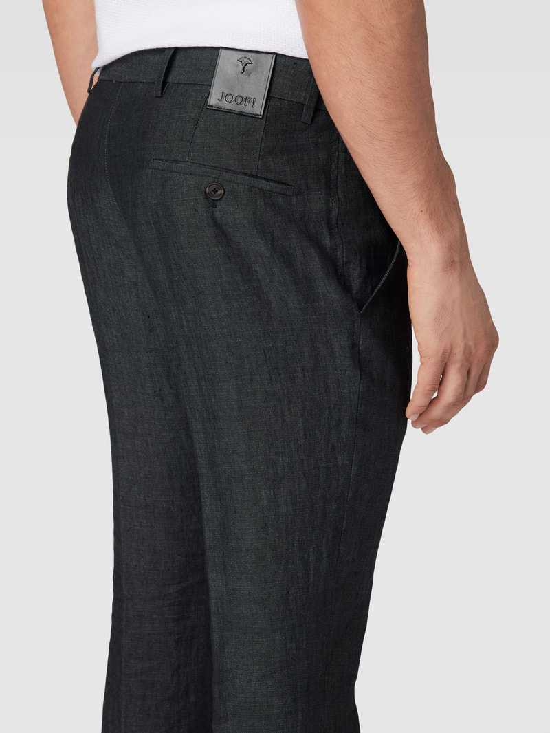Leinenhose in melierter Optik in anthrazit
