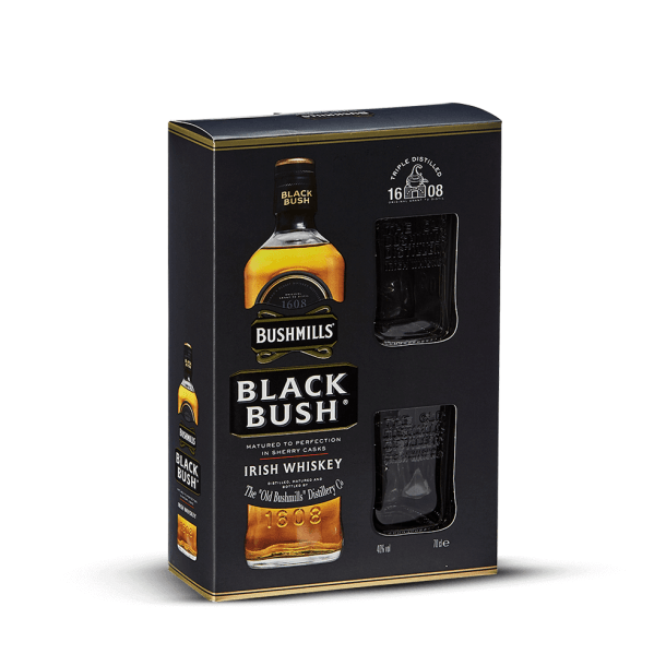 Coffret Bushmills Black + 2 verres