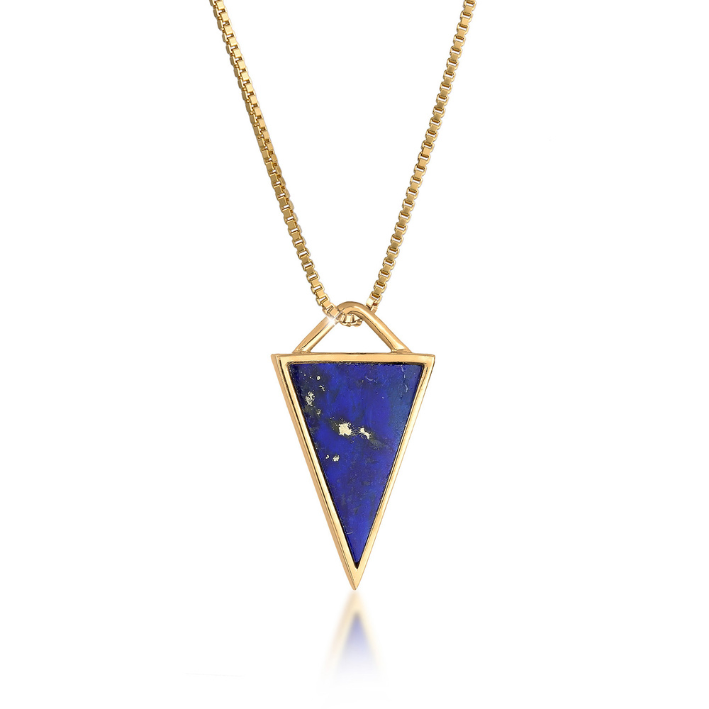 Elli PREMIUM Elli PREMIUM Collier Lapis Lazuli Dreieck Anhänger Edelstein 925 Silber collier