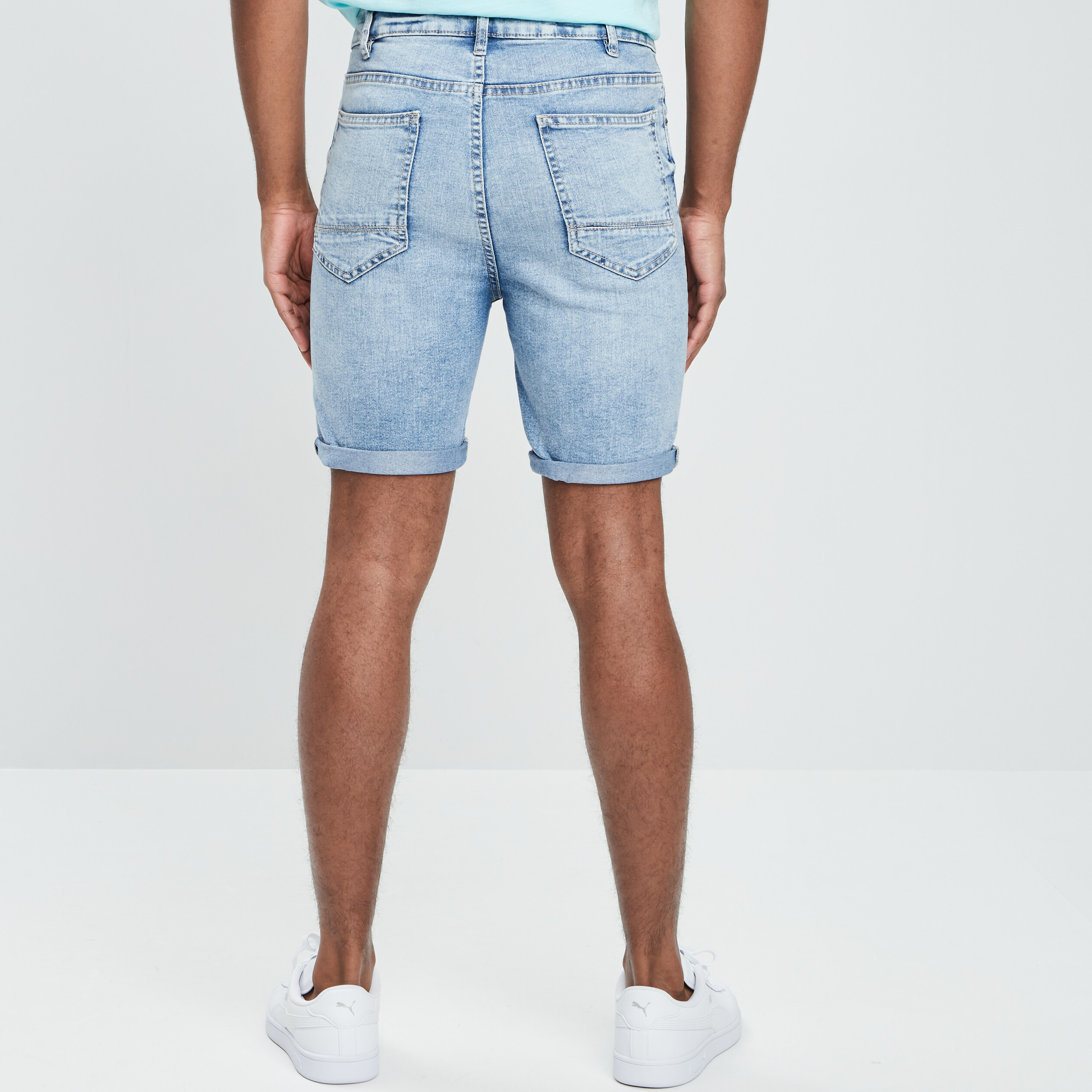 Bermuda slim en jean denim bleach homme | La Halle