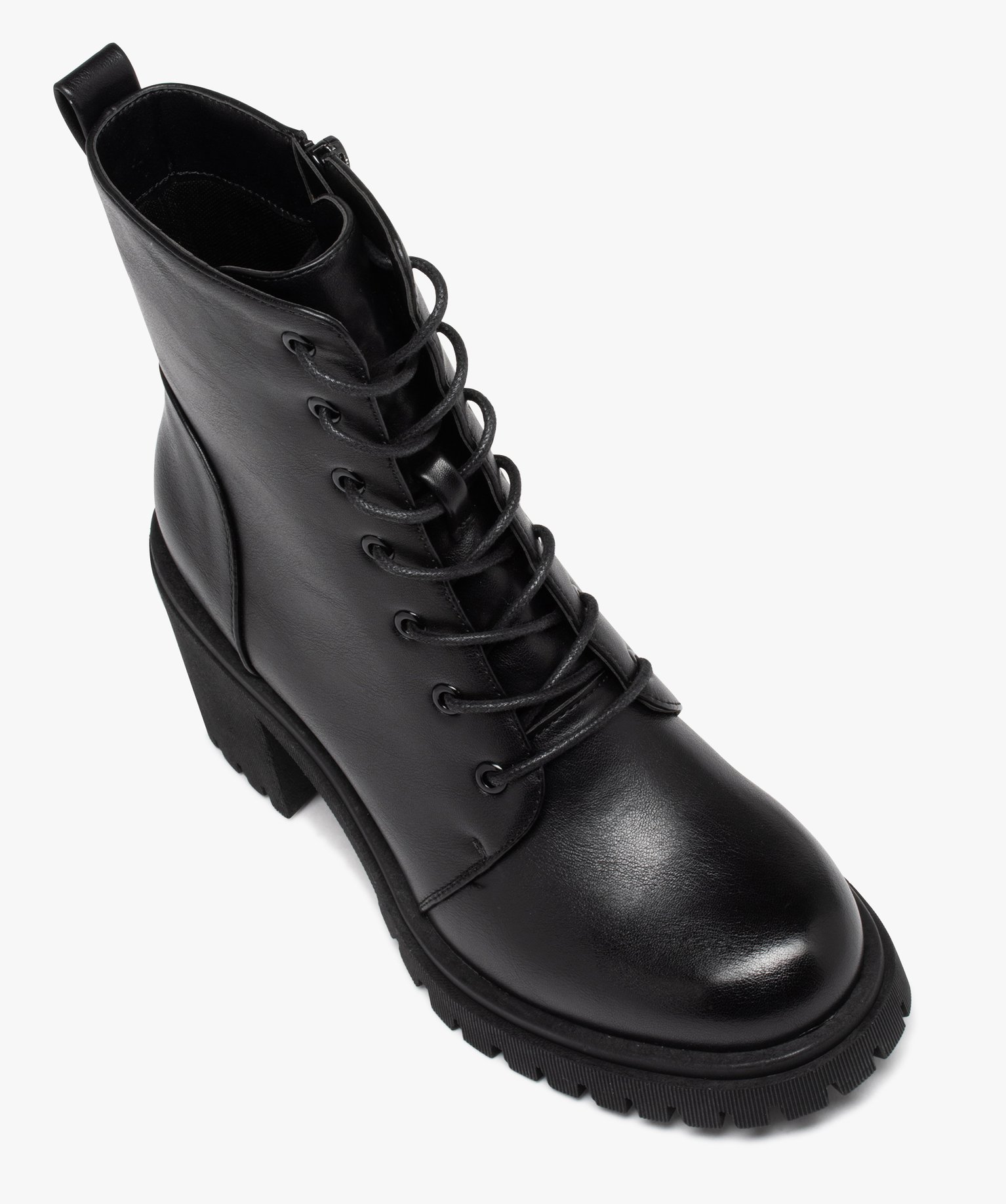 Boots à talon et épaisse semelle crantée femme noir | GEMO