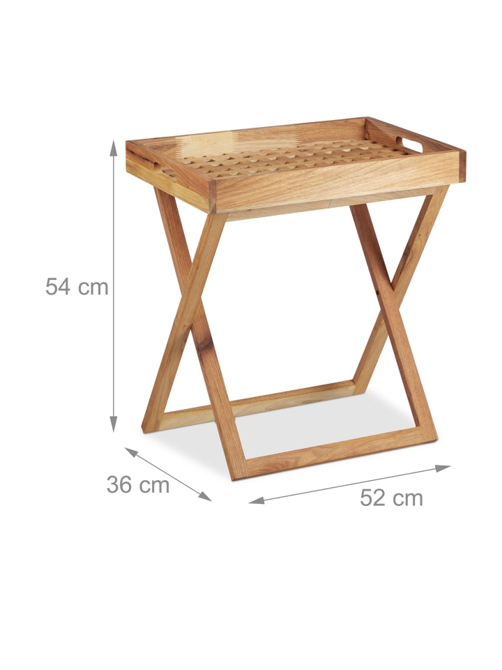 relaxdays Tabletttisch in Natur - (B)52 x (H)54 x (T)36 cm günstig kaufen onesize